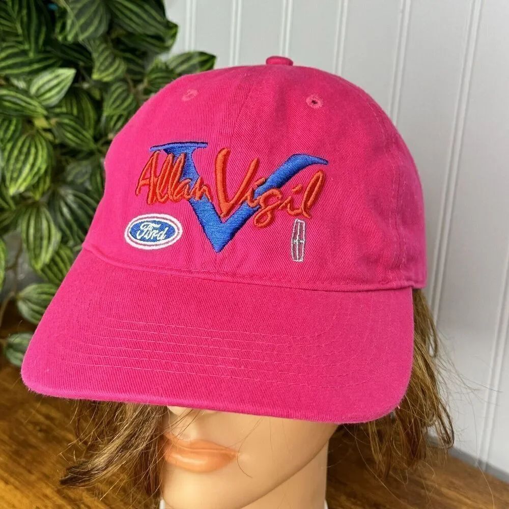 UNISEX Vintage Allan Vigil Ford Hat Cap Cars Hot PINK ADJUSTABLE CAP OS